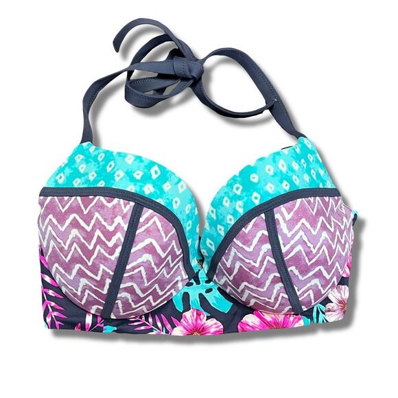Shade & Shore Women's 34C Floral Molded Cup Bikini Swim Top Multicolor - Picture 1 of 6